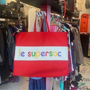 Large Red Canvas shopper tote Le Supersac vintage 1980s